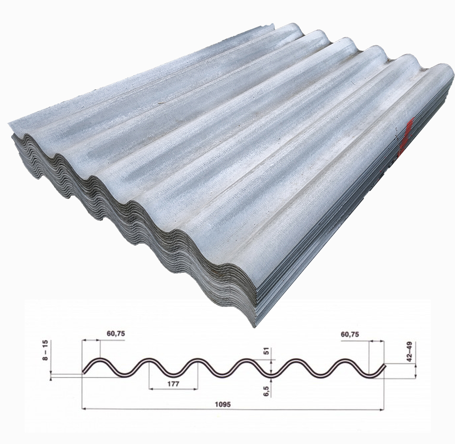 Olasz szálcement hullámpala 158x110 cm méretben tartós tetőkhöz